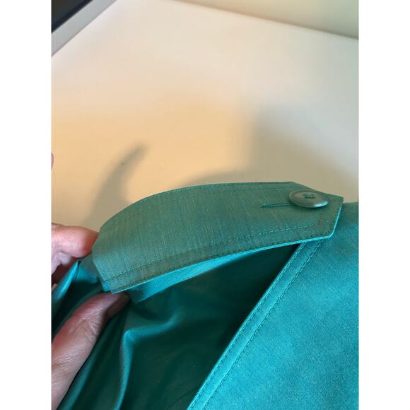 London Fog double breasted beautiful blue/green light weight trench/rain coat 8P - Picture 6 of 9